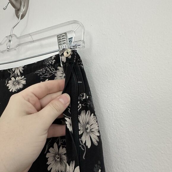 Vtg Valerie Stevens Womens 10 100% Pure Silk Dark Floral Midi Skirt Whimsygoth - Picture 4 of 7